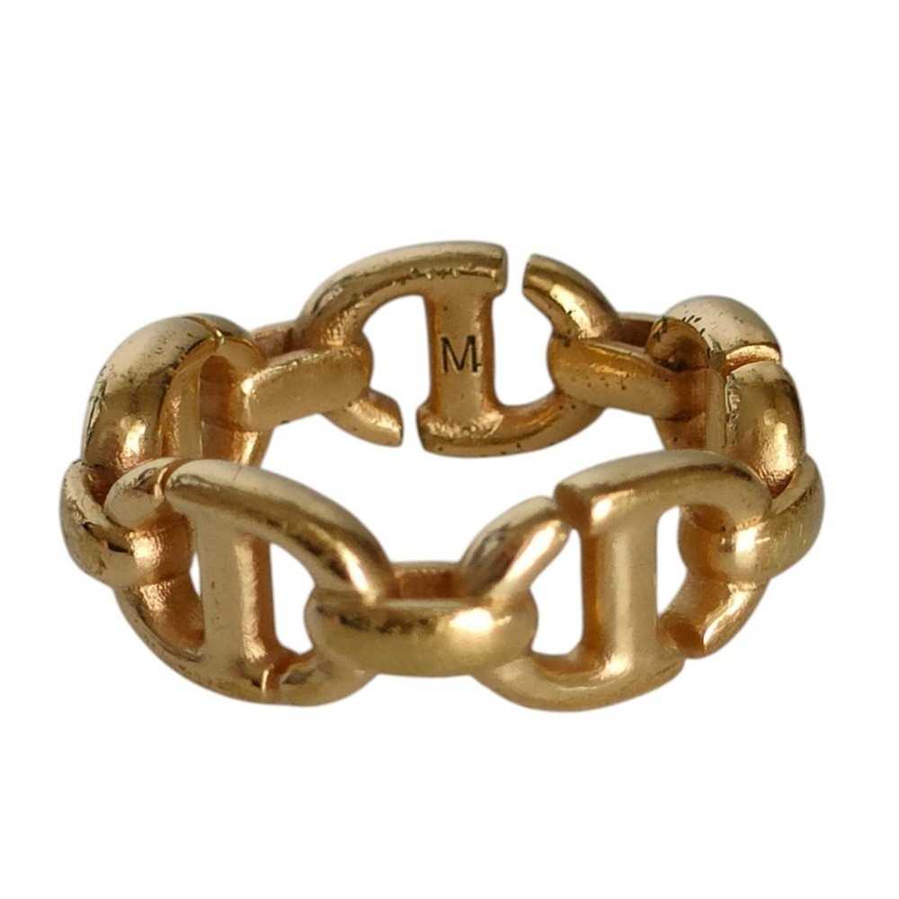 Christian Dior Dior CD Navy Ring, Size M (approx. 1cm), Gold Color, Women's